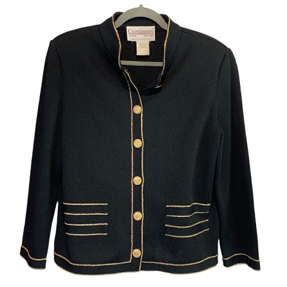 VINTAGE Castleberry Chanel Like Gold Button Knit Jacket